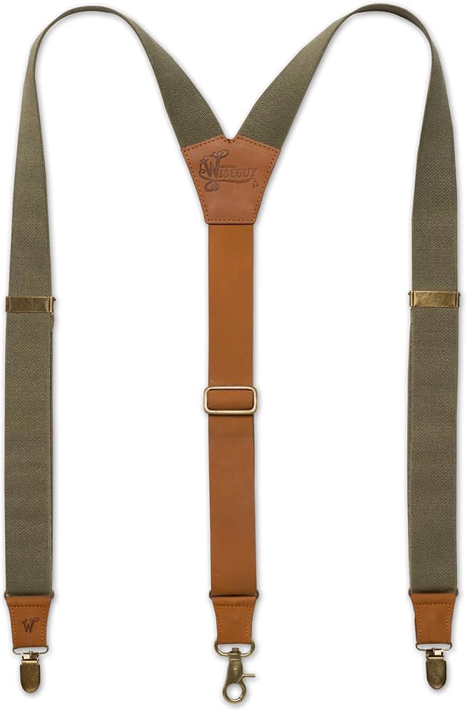 Suspenders Camel Brown Leather Flex Wide 1.36 inch | Wiseguy