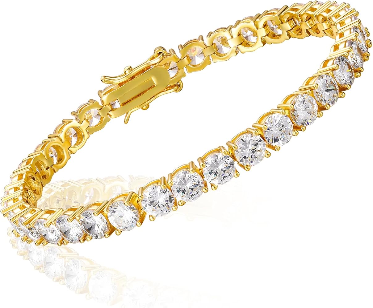 Amazon.co.jp: モアッサナイト テニスブレスレット 4.8-28ct 人工