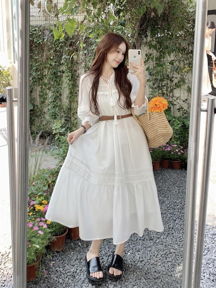 Amazon.co.jp: [YAZHUE] ロングワンピース レディース ベルト