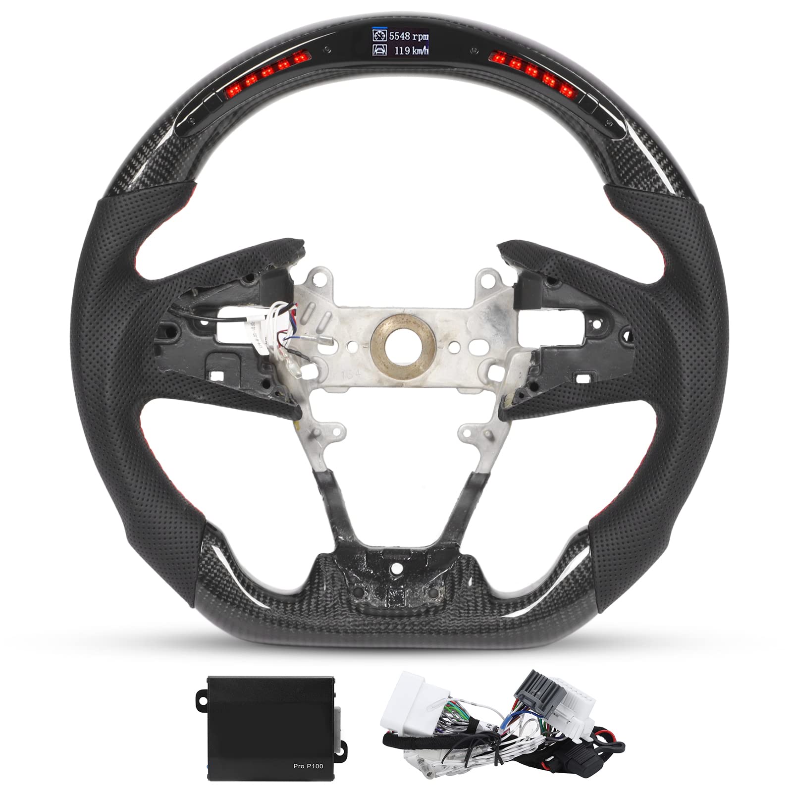 Amazon | Brilluxa カーボンファイバー LED シフトライト ステアリング