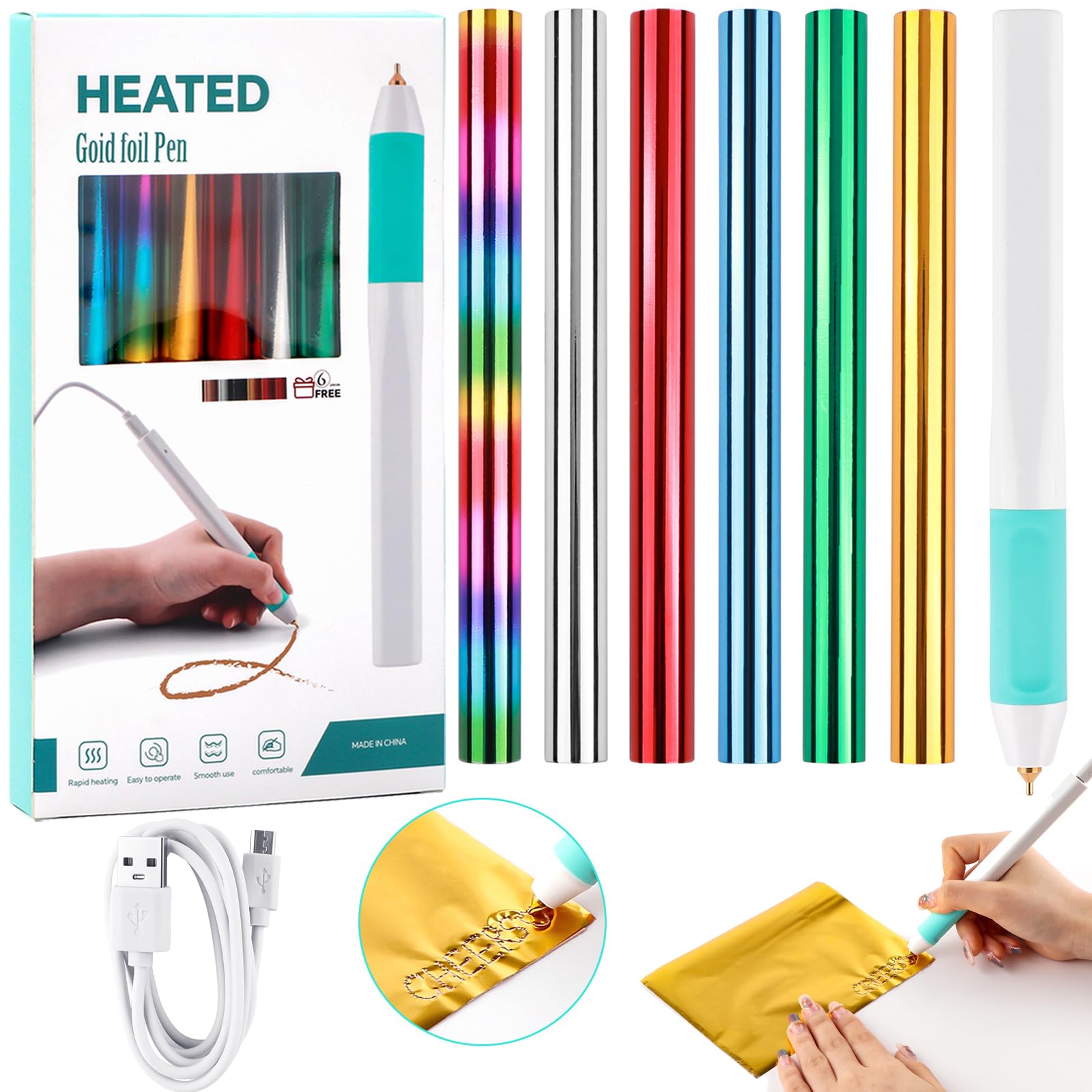 Amazon.com: Hot Foil Roll & Hot Heated Foil Pens Set, Foil Quill