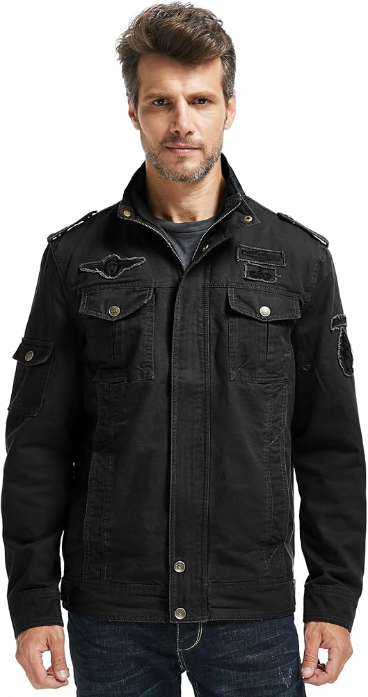 WenVen Men's Military Jacket Winter Puffer Coat Cotton Windbreaker