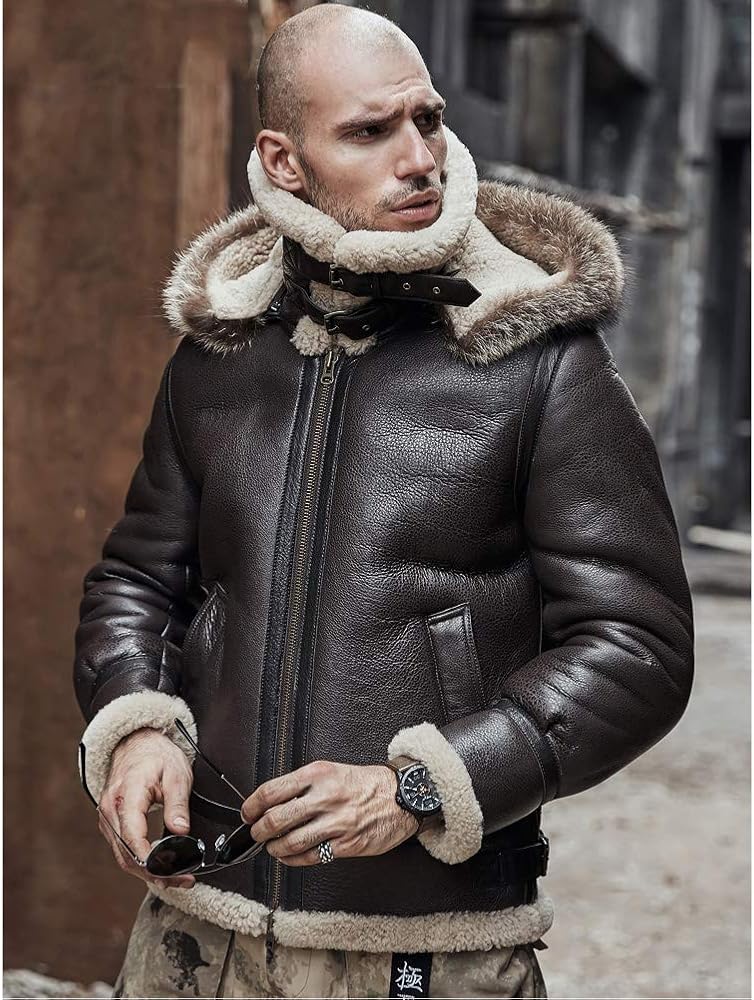 Amazon.com: Denny&Dora Men's Sheepskin Shearling Jacket Detachable