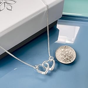 Amazon.com: Sterling Silver Interlocking Hearts Necklace for Women