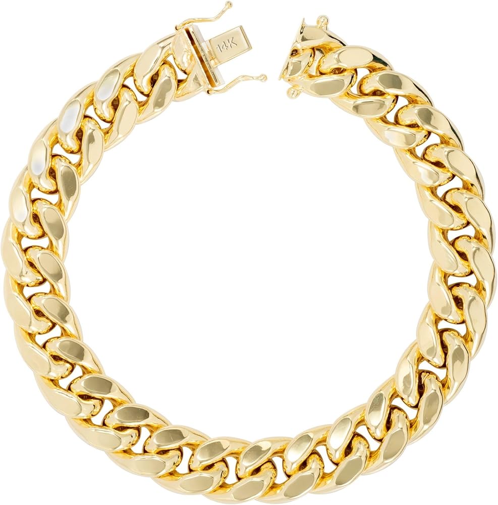 Amazon.com: Nuragold 14k Real Yellow Gold Miami Cuban Link 9mm