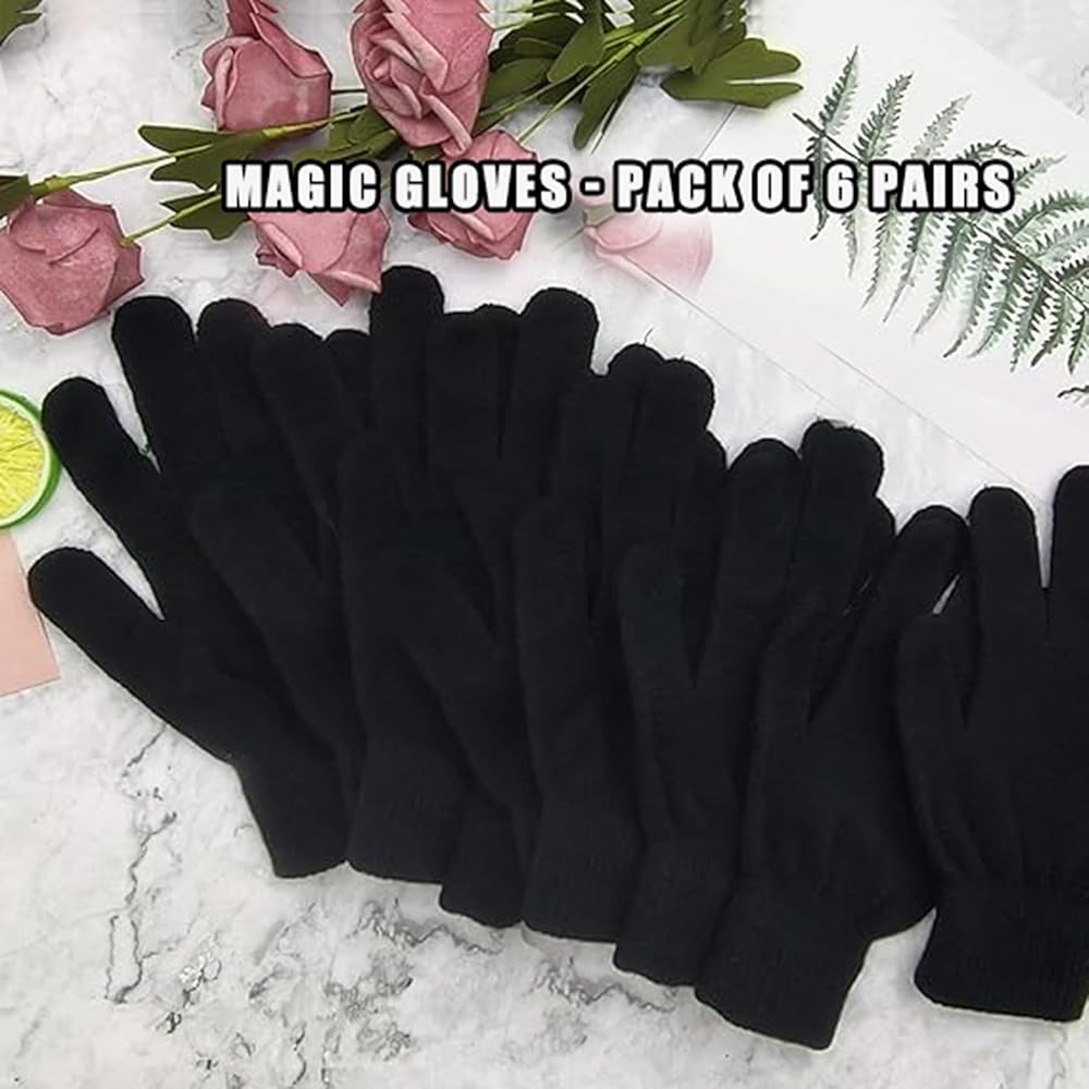 Amazon.com: Winter Magic Knit Gloves - 6 Pairs, Stretchy Full
