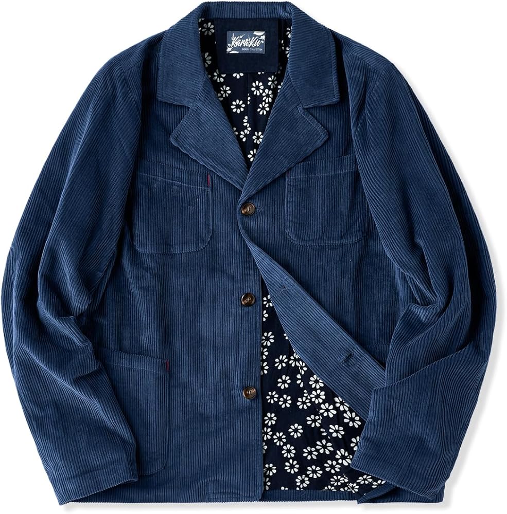 Amazon | [karaku] コーデュロイ 藍染ビンテージフレンチワーク