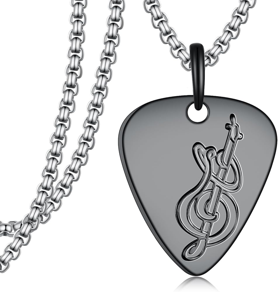 Sbzxbt Guitar Pick Necklace for Men Women 925 Sterling Silver
