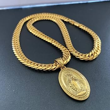 Amazon.co.jp: 6面 ダブル喜平ネックレス 18k gp 奇跡のメダイ