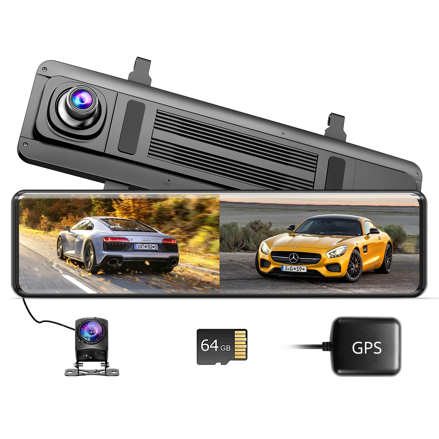 Amazon.co.jp: AZDOME ドライブレコーダー ミラー型 前後カメラ 右