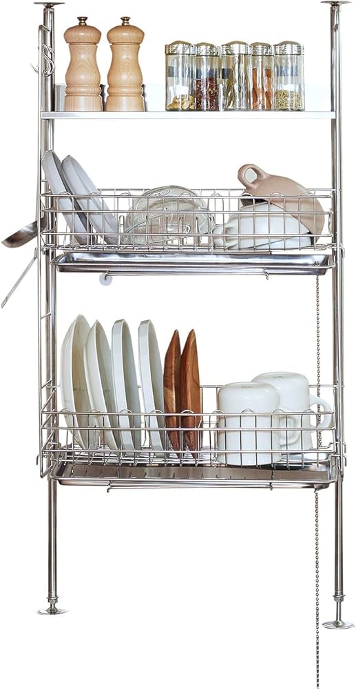 Amazon｜LOWYA ロウヤ 突っ張り 水切りラック キッチン ステンレス 幅