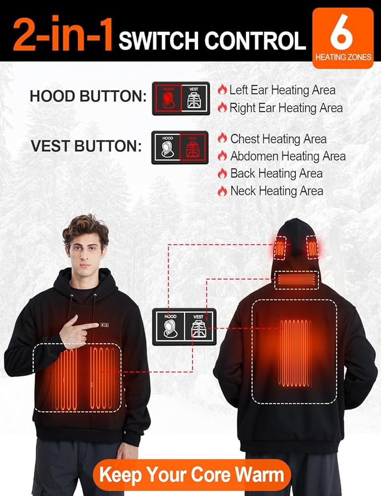 Amazon.com: Sverlay Heated Hoodie for Women Men with Battery 7.4V