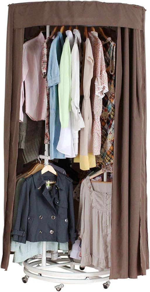 Amazon｜川口工器 頑丈 回転ハンガーラック カバー付き 円形 2段 本体