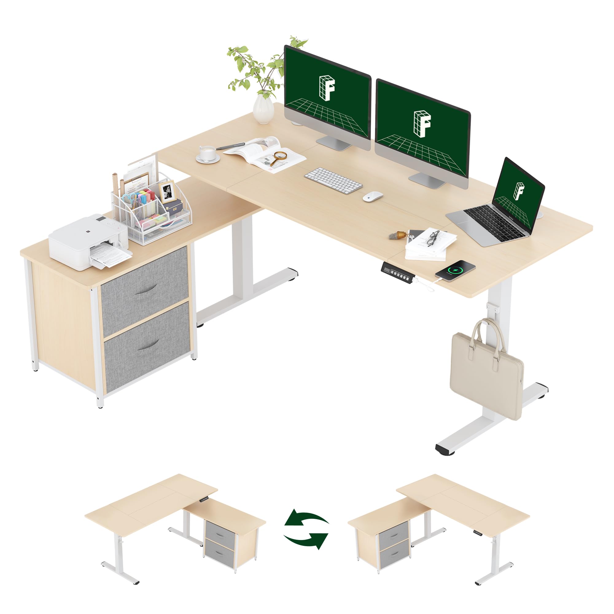 Amazon.com: FLEXISPOT 63'' L Shaped Reversible Standing Desk with