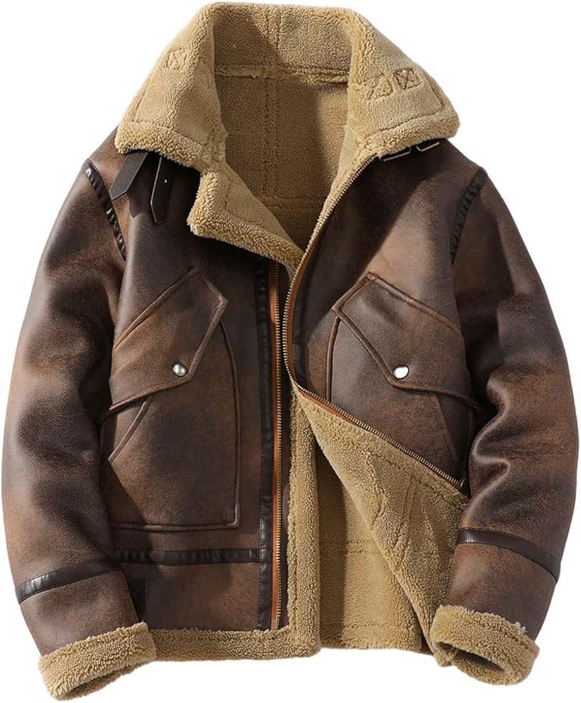 Amazon | [GUREITOJP] レザージャケット ムートンジャケット メンズ 本