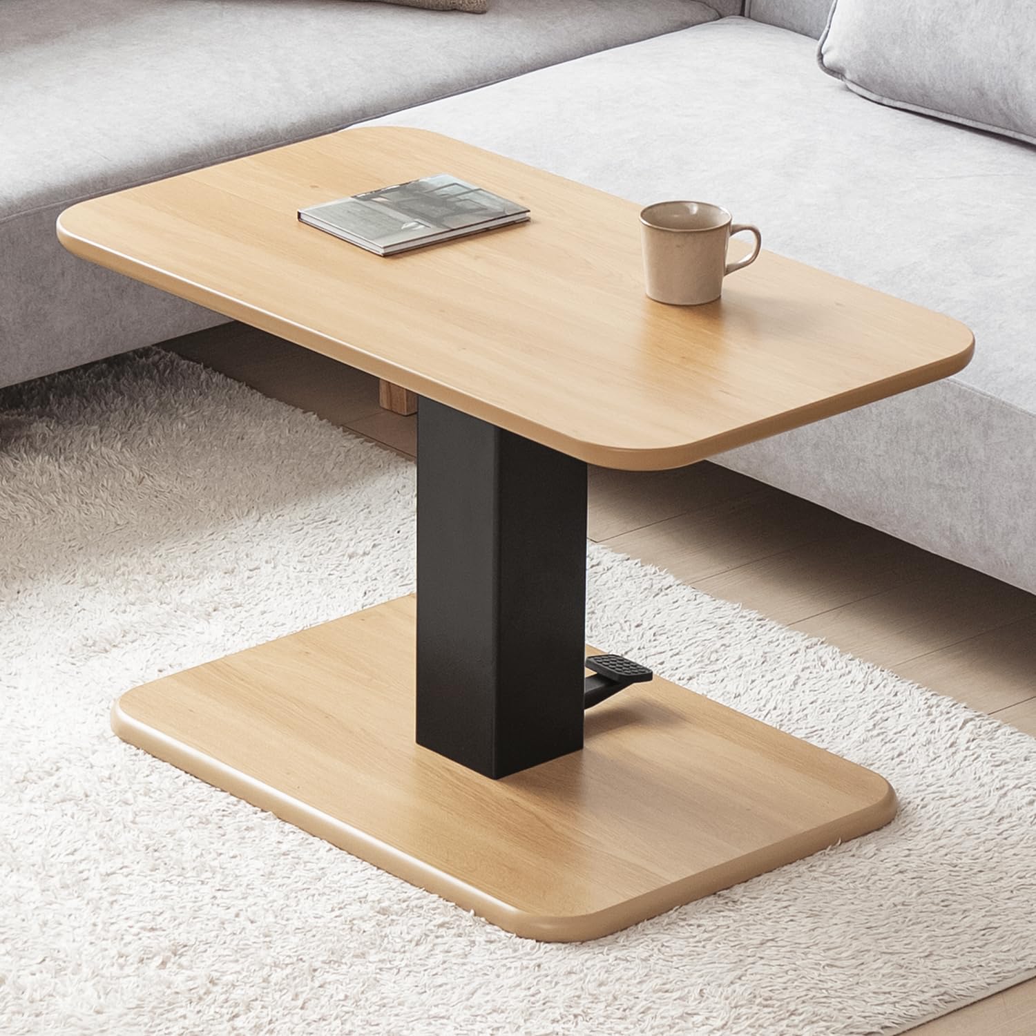 Amazon｜モダンデコ 昇降式テーブル 幅90cm 長方形 無段階 高さ調節