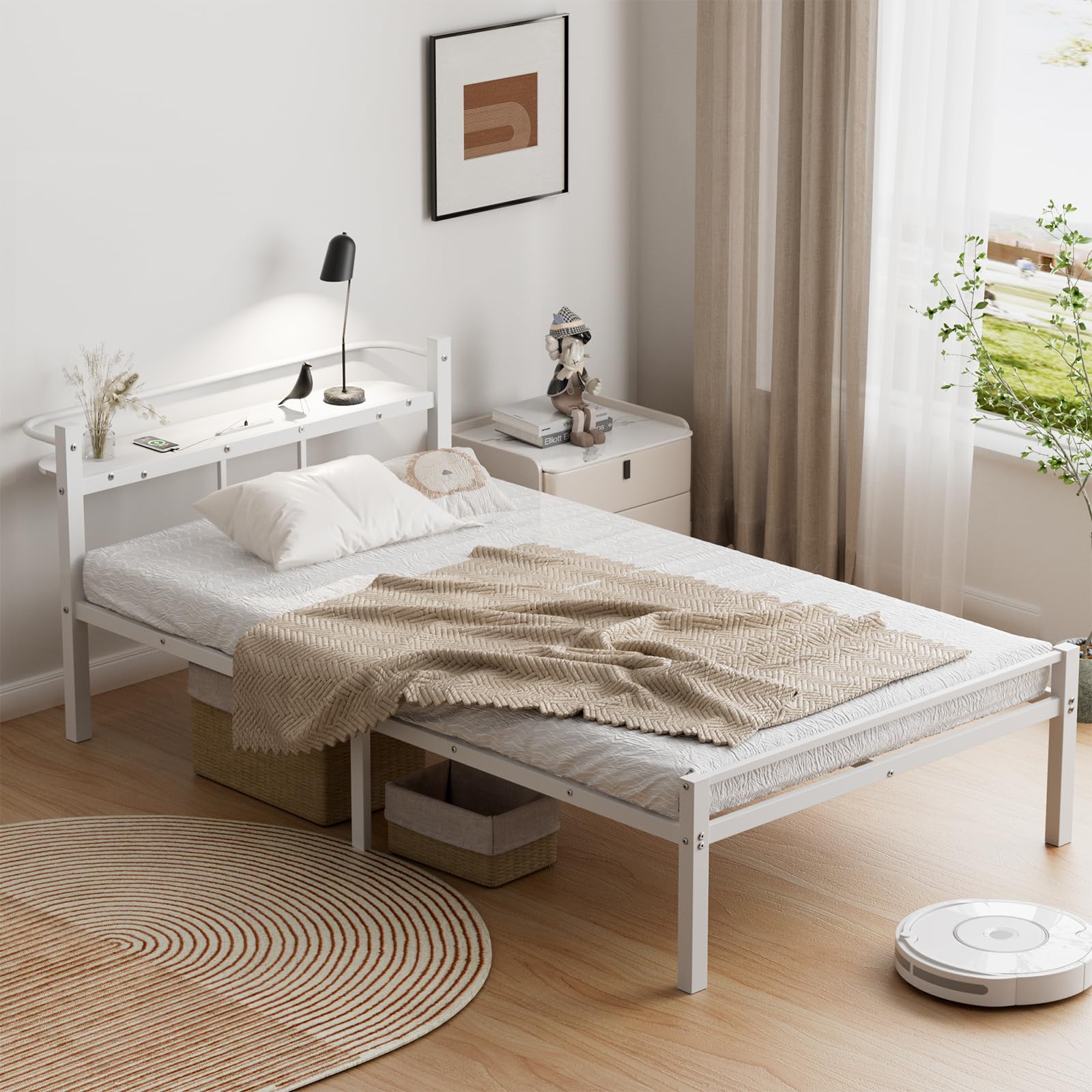 Amazon｜[SuperKois] ベッドフレーム シングル ベッド 宮棚 2口