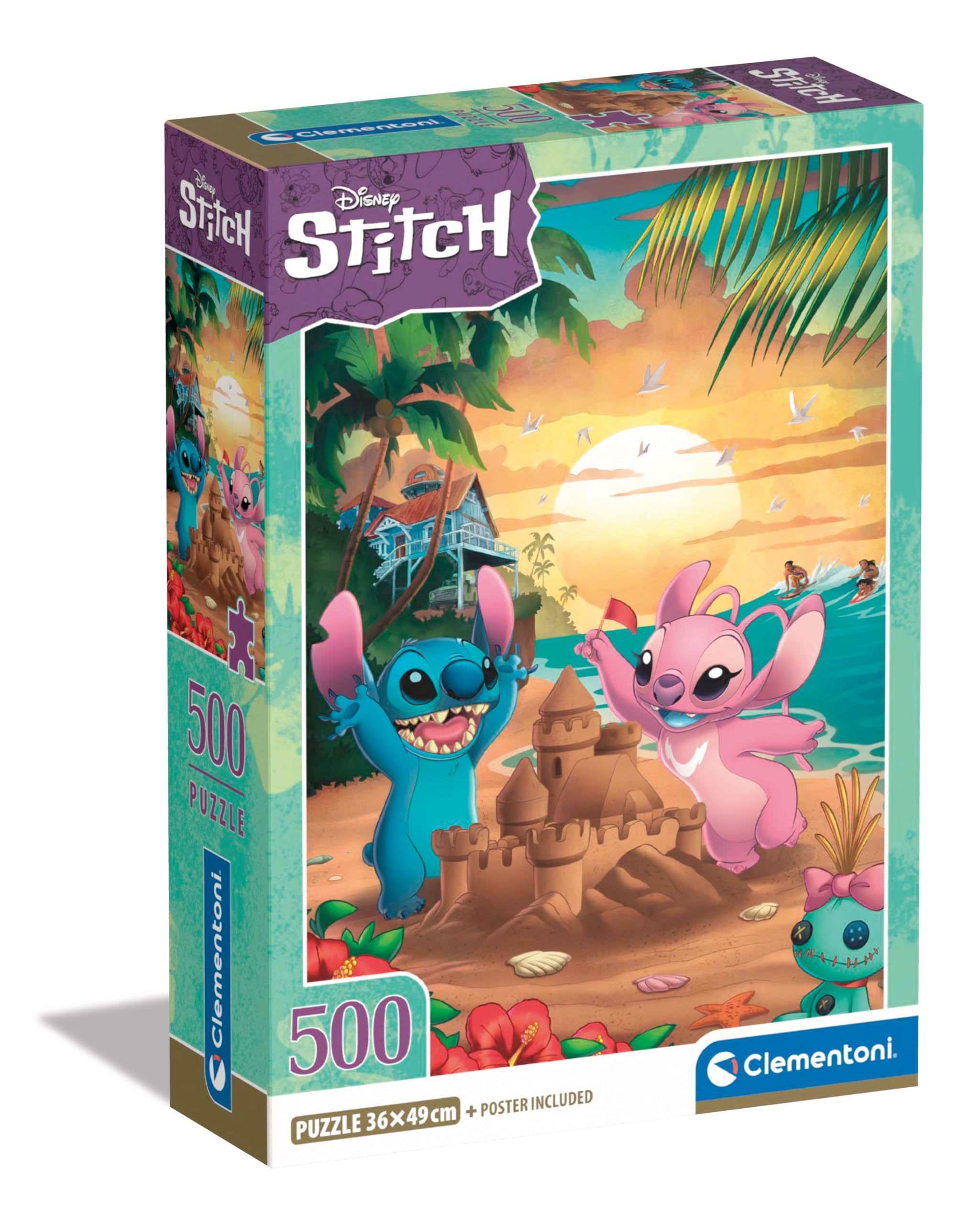 Clementoni - Disney Stitch Stitch-500 Pieces, Poster Included
