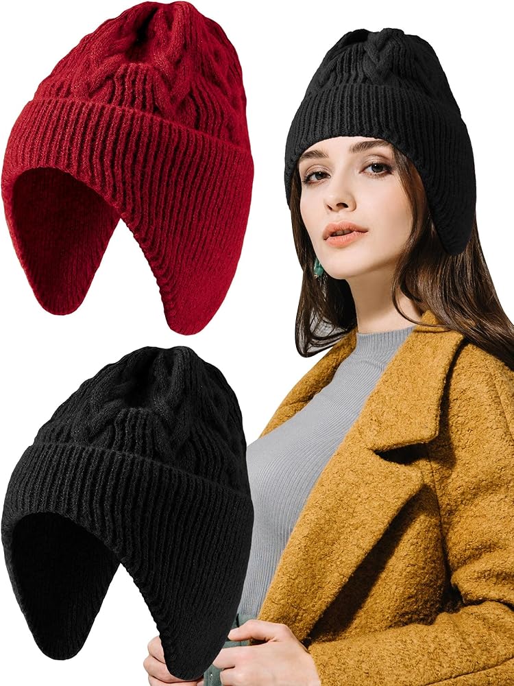 Amazon.com: Giegxin 2 Pcs Hats with Ear Flaps Winter Knit Earflap