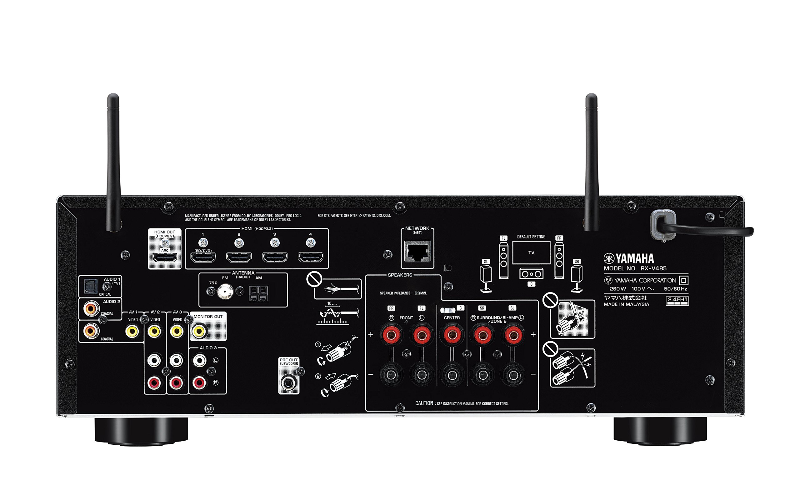 Amazon.co.jp: ヤマハ AVレシーバー RX-V485(B) 5.1ch ネットワーク