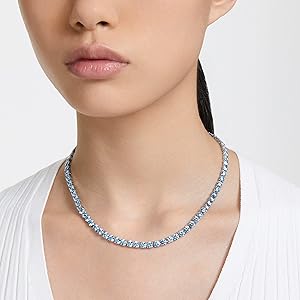 Amazon.com: Swarovski Matrix Tennis Necklace with Bright Blue