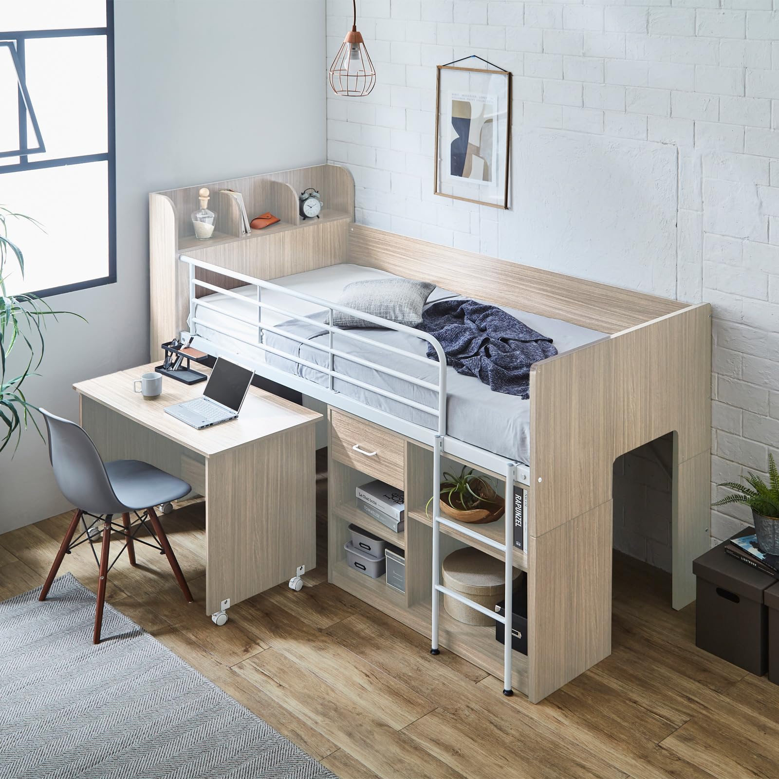 Amazon｜ロフトベッド システムベッド コンセント付き シングルベッド