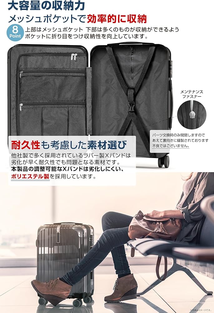 Amazon.co.jp: [VELSKYF] 現役客室乗務員監修 スーツケース キャリー