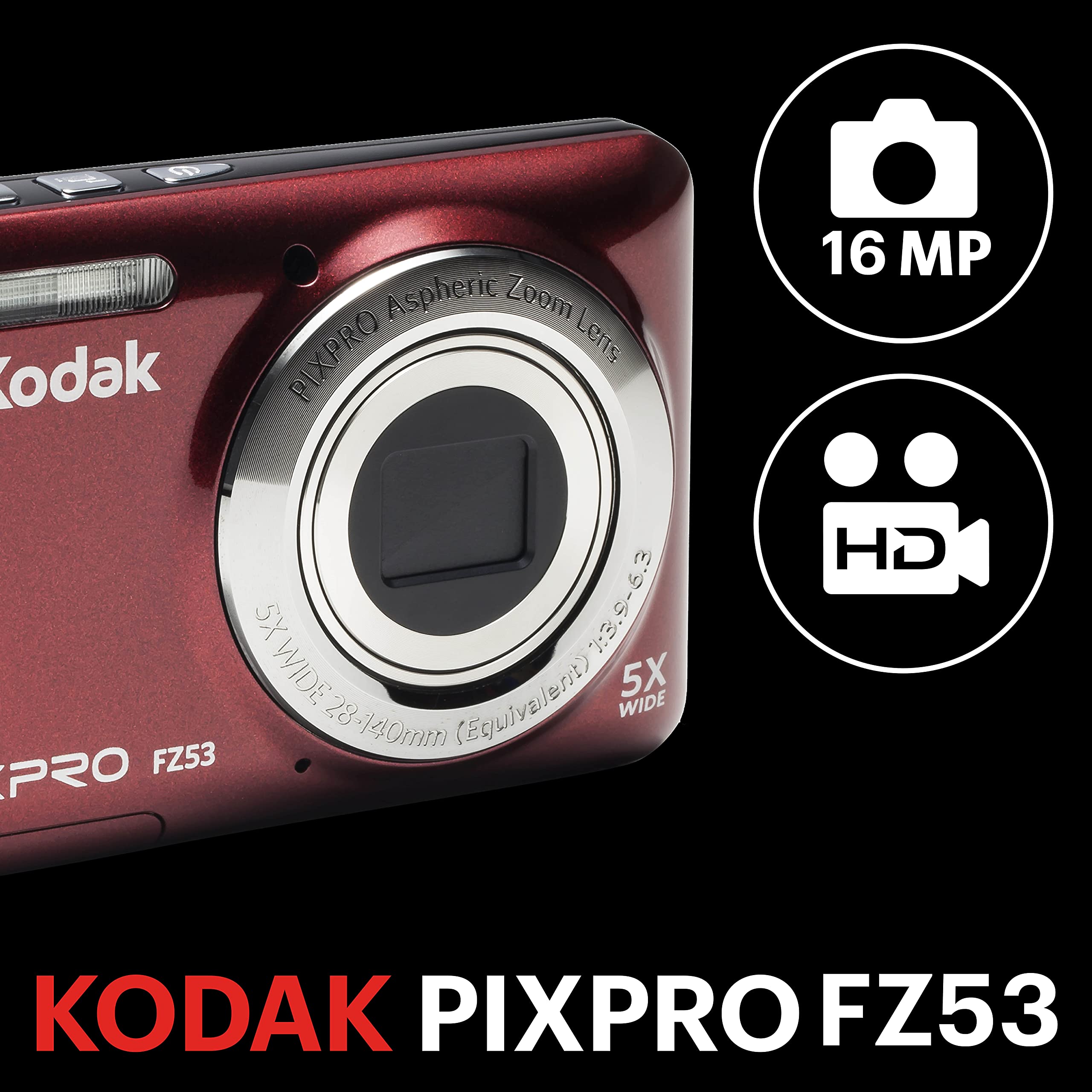 Amazon.com : Kodak PIXPRO Friendly Zoom FZ53-RD 16MP Digital
