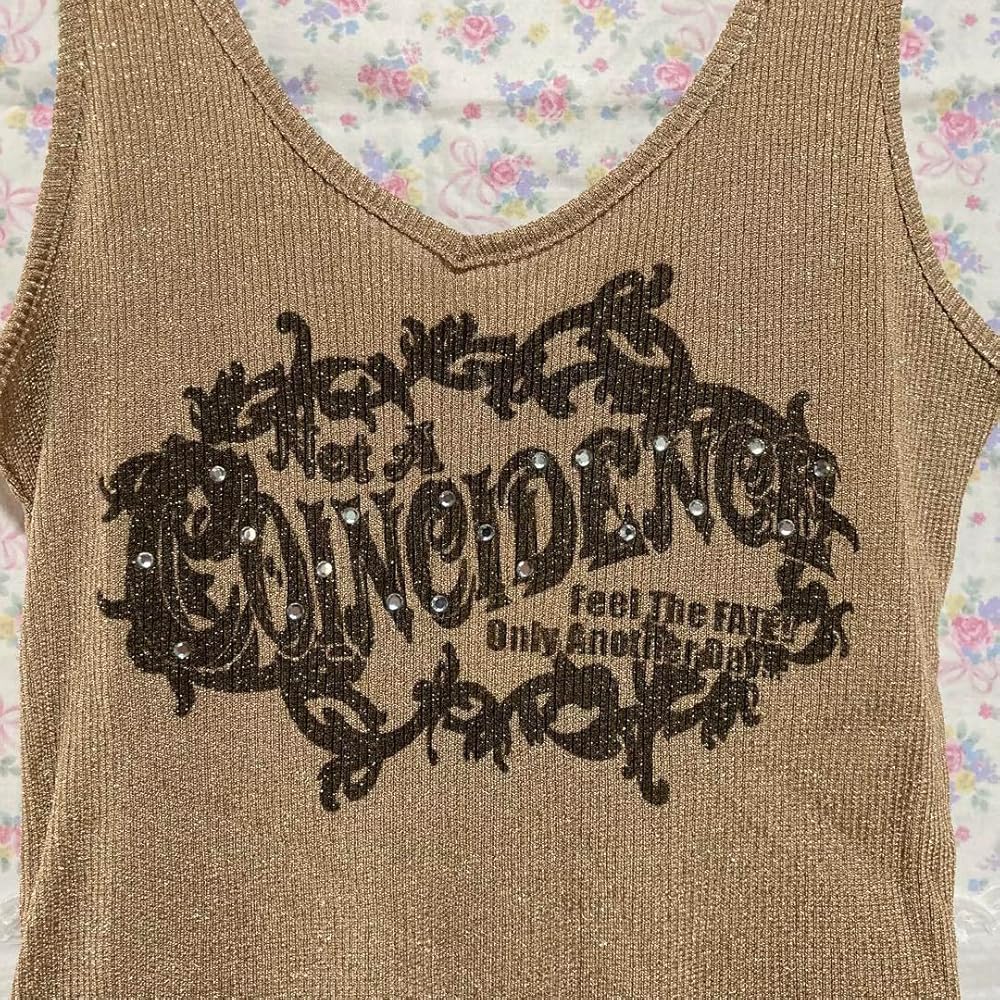 Amazon | ラメロゴタンクトップ y2k 平成初期 ギャル grunge パンク