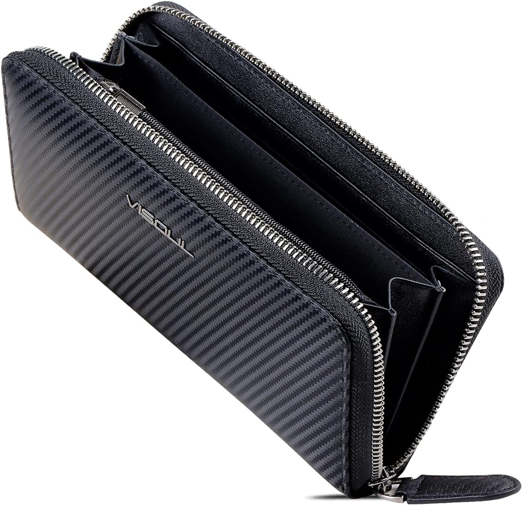Amazon.com: VISOUL Leather Long Zippered Pouch Wallet for Men with