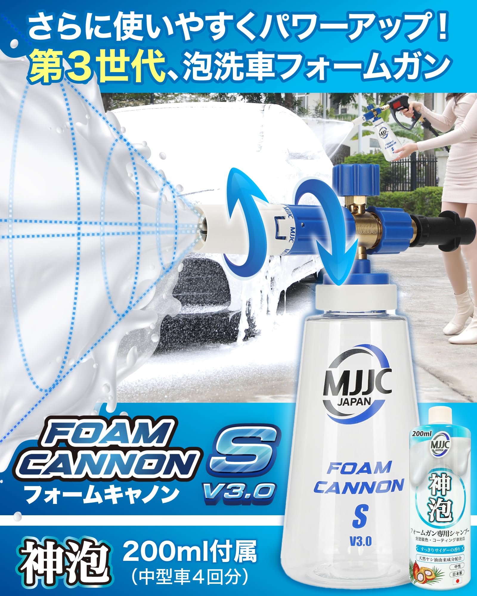 Amazon.co.jp: MJJC 洗車 フォームガン 高圧洗浄機【第3世代 フォーム