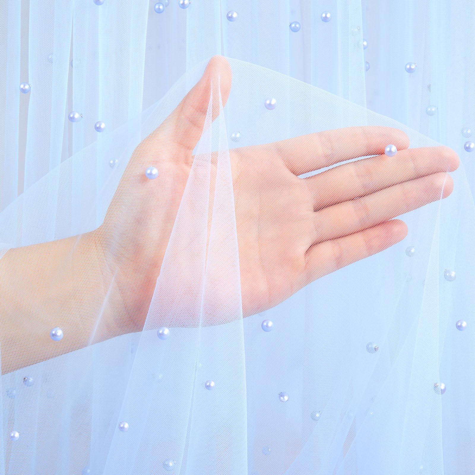 Amazon.com: Baby Blue Pearl Tulle Fabric 3 Yard Sheer Mesh Fabric