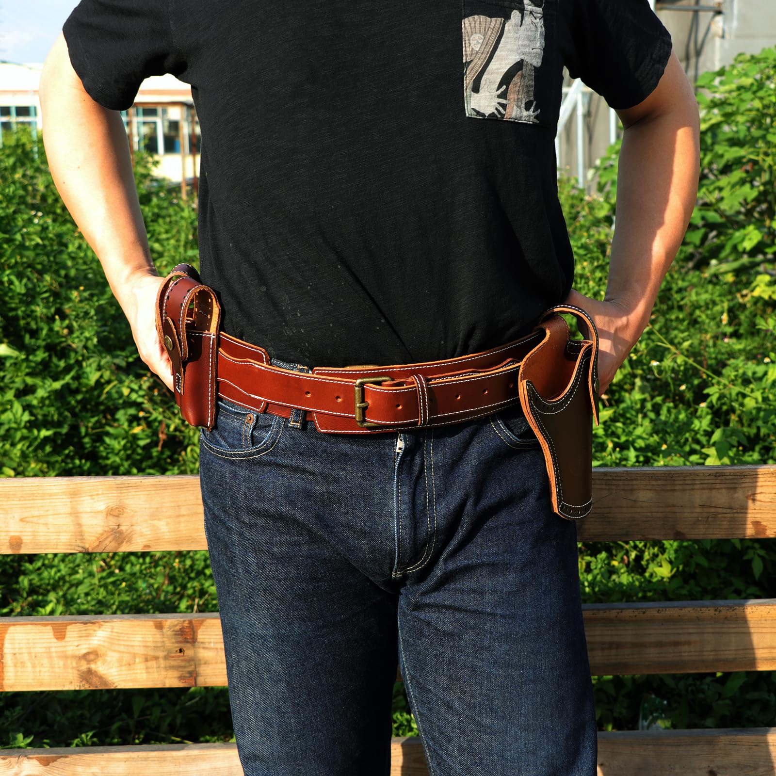 Amazon.co.jp: TOURBON ハンドガンホルスター 腰 本革製 マガジン