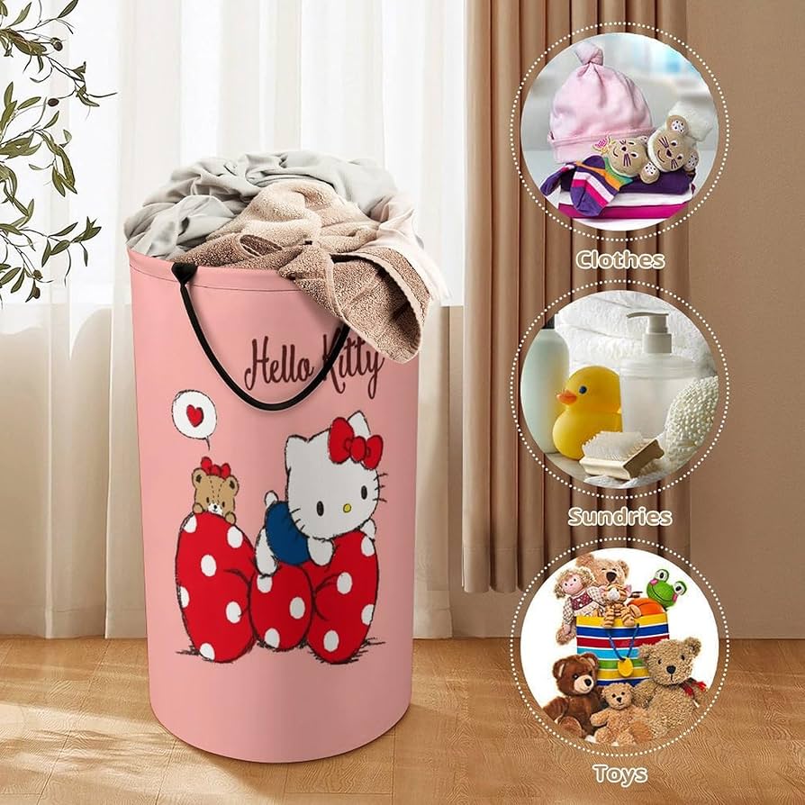 Amazon｜ハローキティ 洗濯物入れ ランドリーバスケット 洗濯かご 大