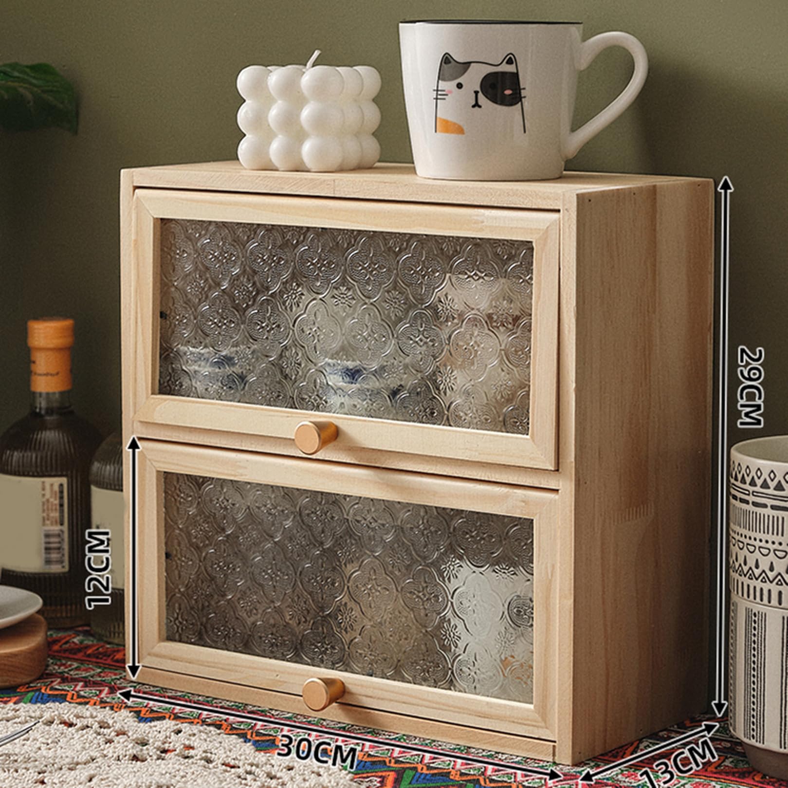 Amazon｜MJKQ9 ミニ食器棚 木製 卓上食器棚 多機能 30*13*29cm ミニ