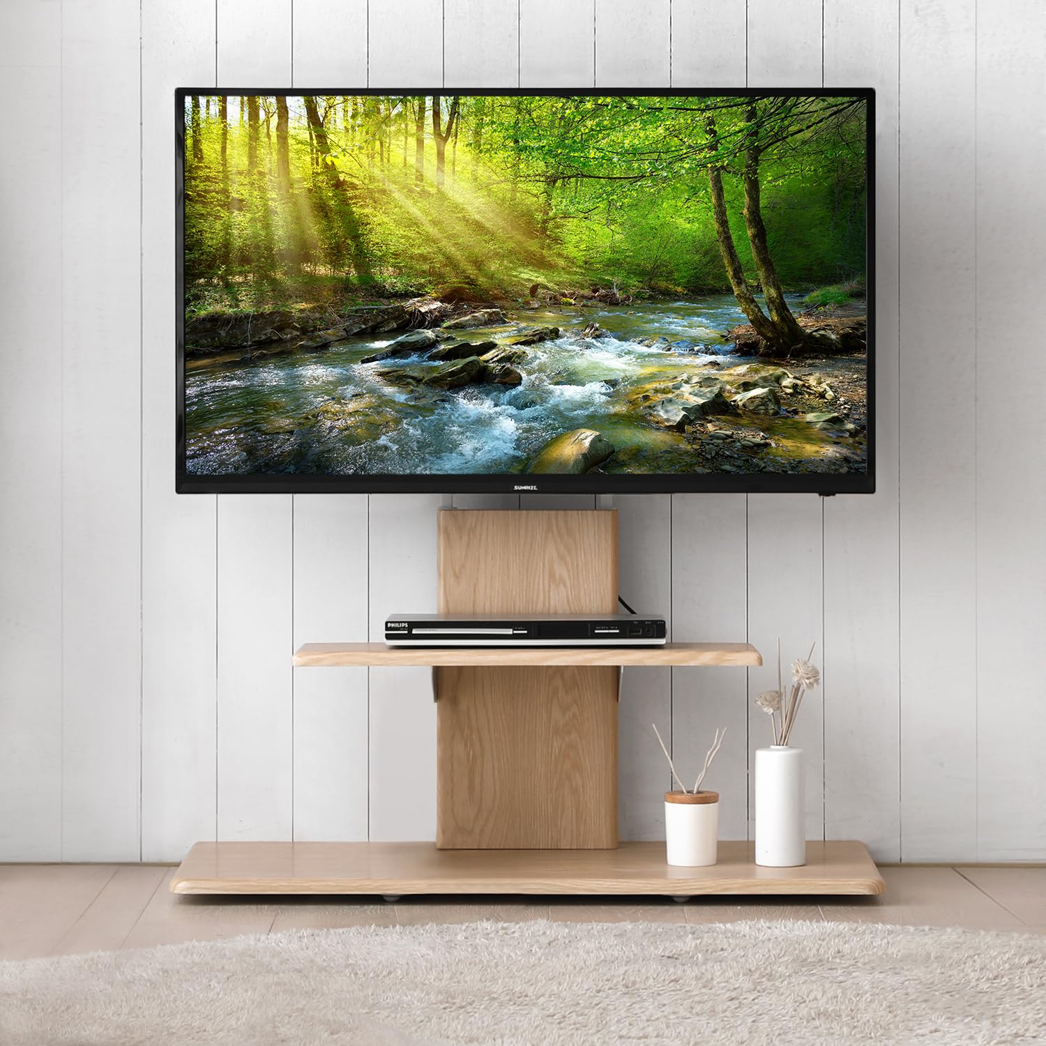 Amazon.co.jp: モダンデコ テレビスタンド ハイタイプ ウッド 壁寄せ