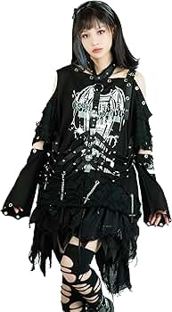 Y2K パンク ロック ハイネック ジャケット 黒 V系 地雷系 ベルト