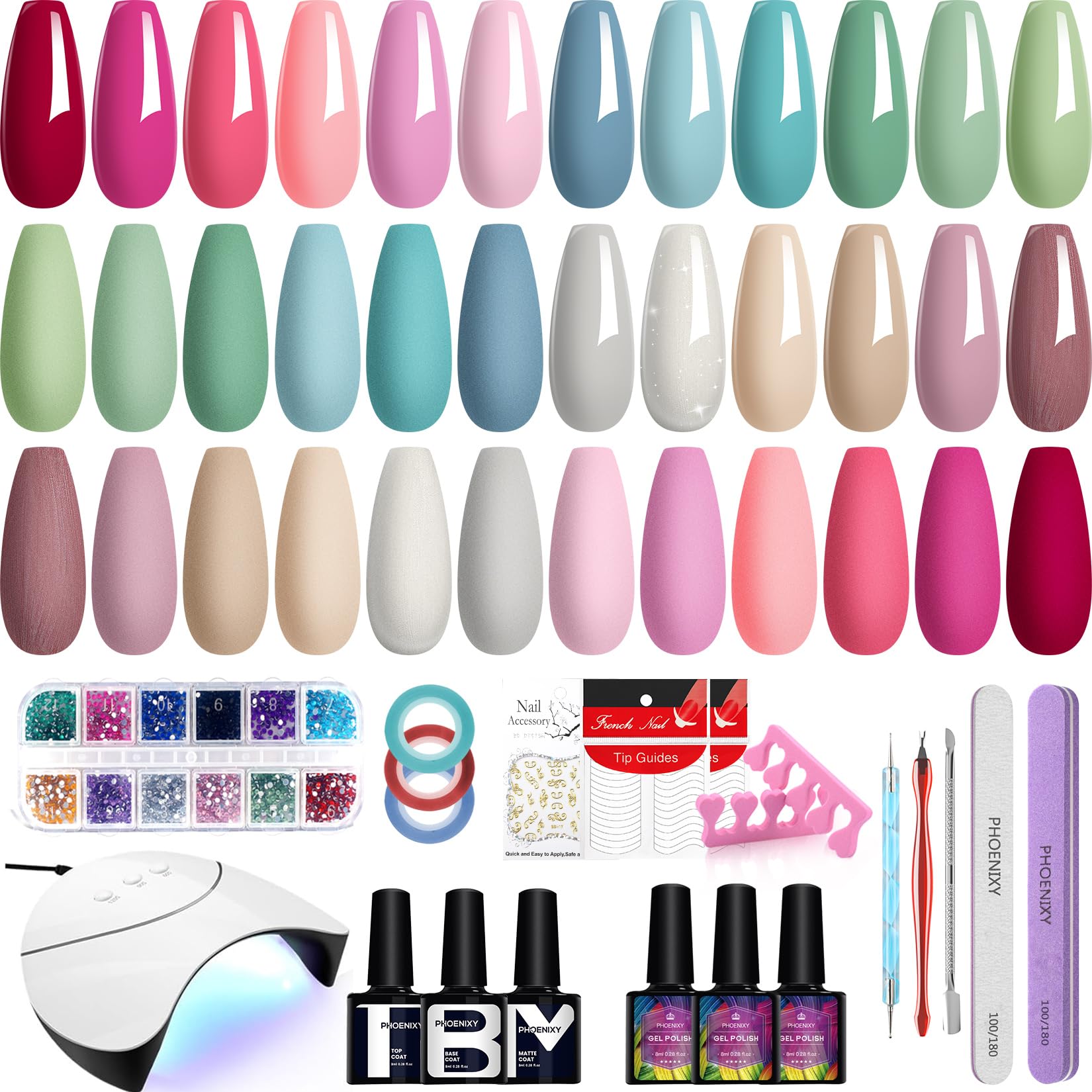 Amazon.com : Phoenixy Gel Nail Polish Kit with U V Light, 36 PCS