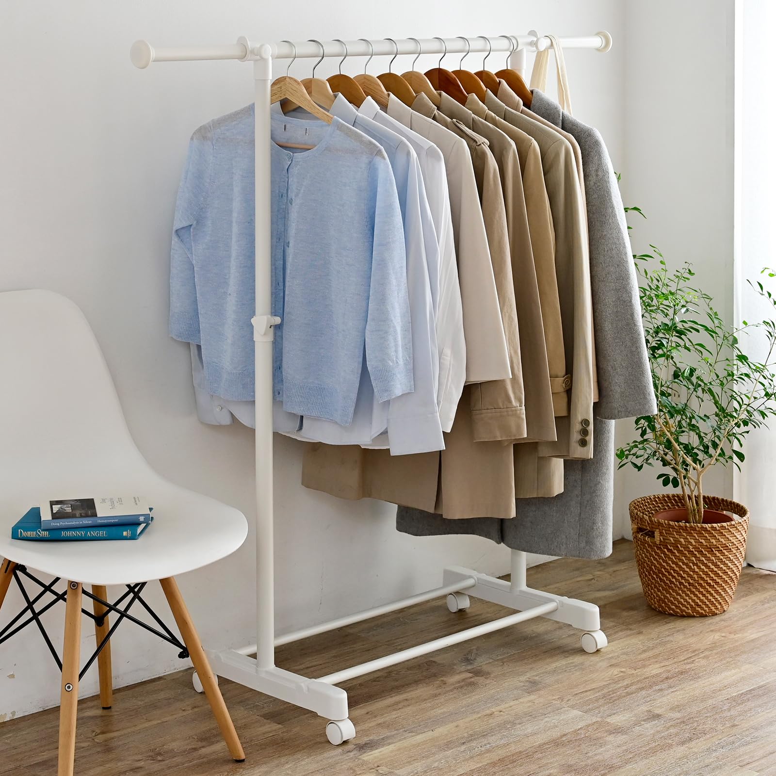 Amazon｜山善(YAMAZEN) ハンガーラック キャスター付き 縦/横伸縮