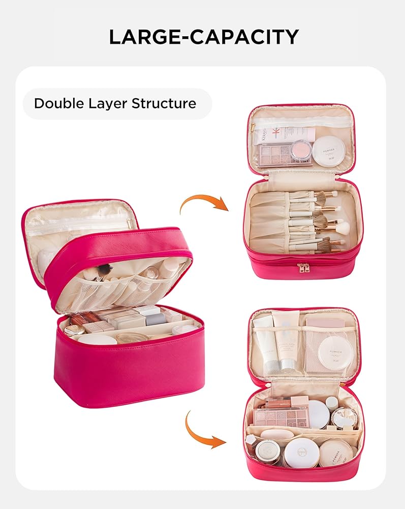 Amazon.com: HBlife Double Layer Travel Makeup Bag Portable Cute
