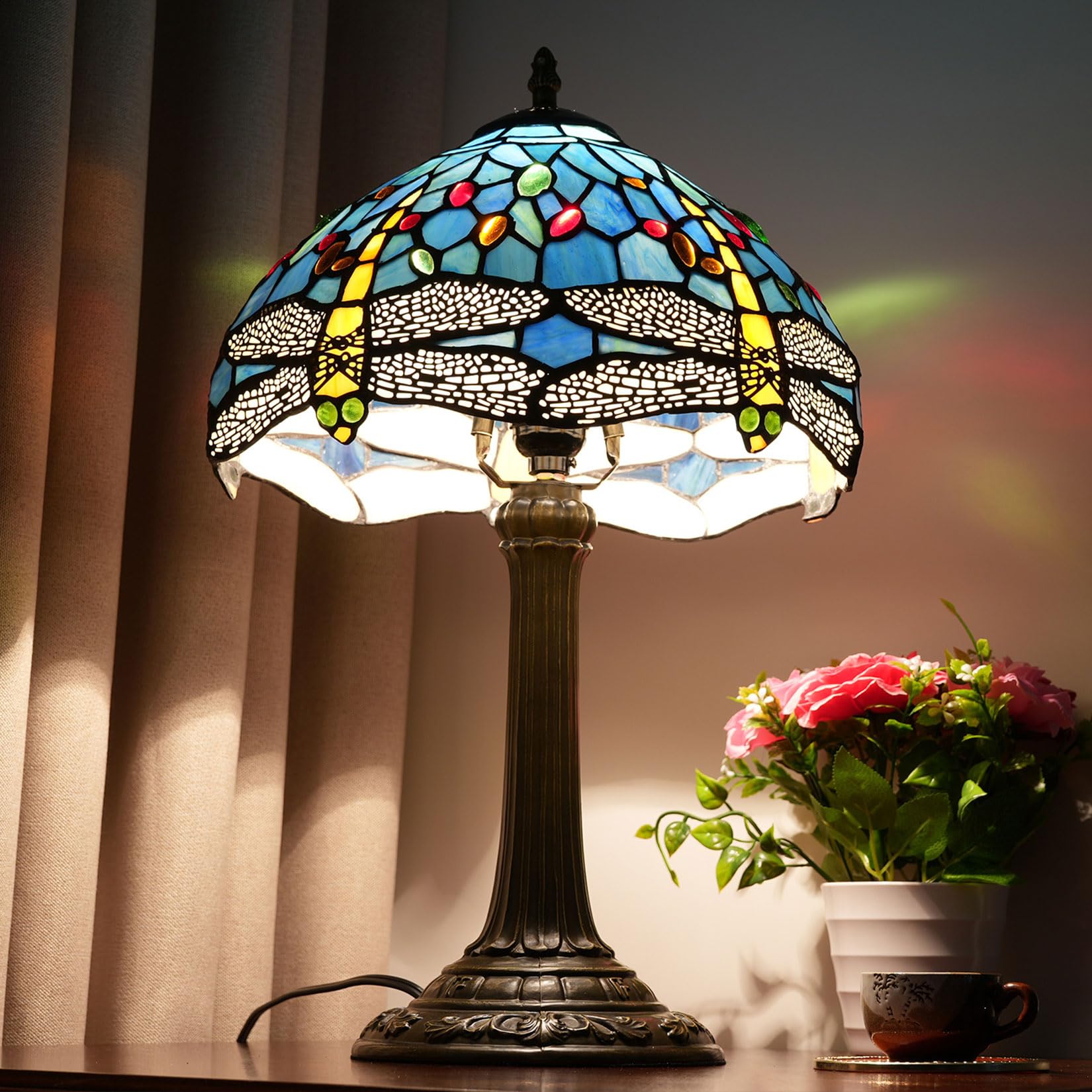 蜻蛉文 蜻蛉文 ステンドグラスランプ 限定1台 ティファニー調