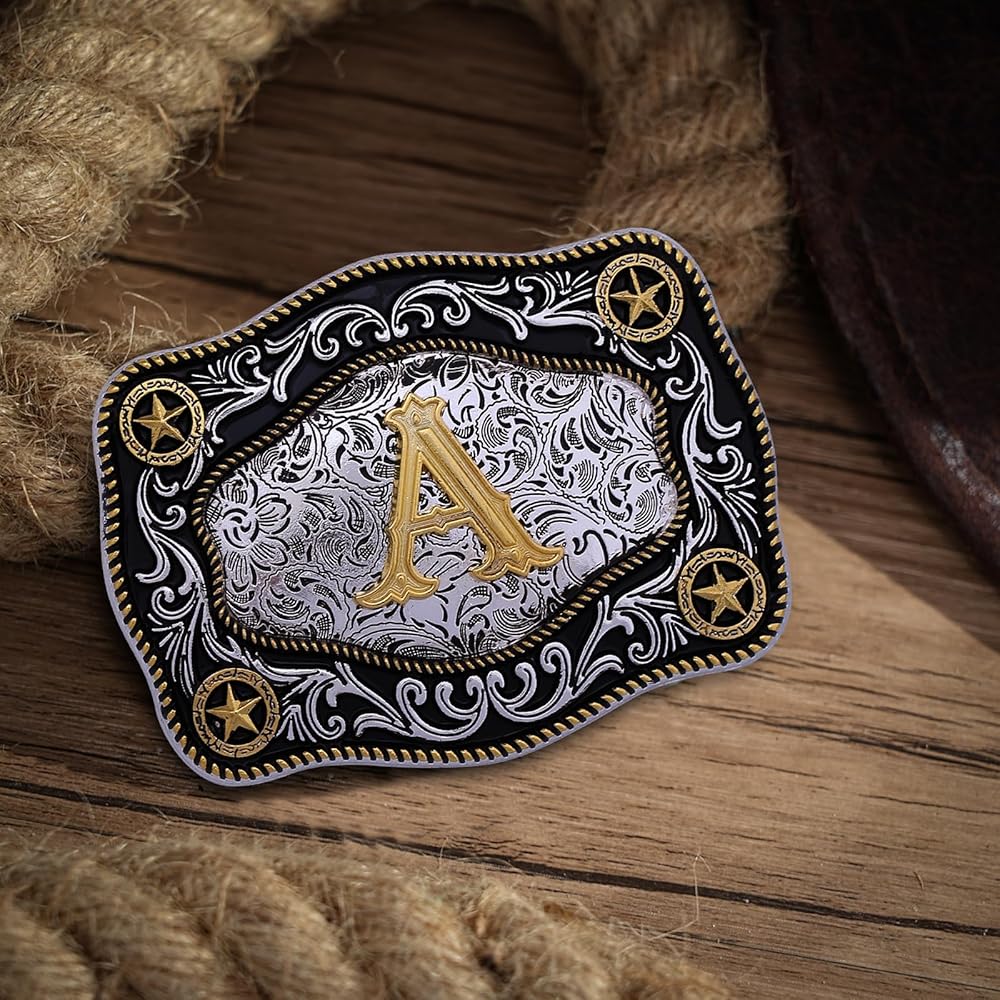 Amazon.com: Absbolo Western Belt Buckle Initial Letters ABCDJMR to