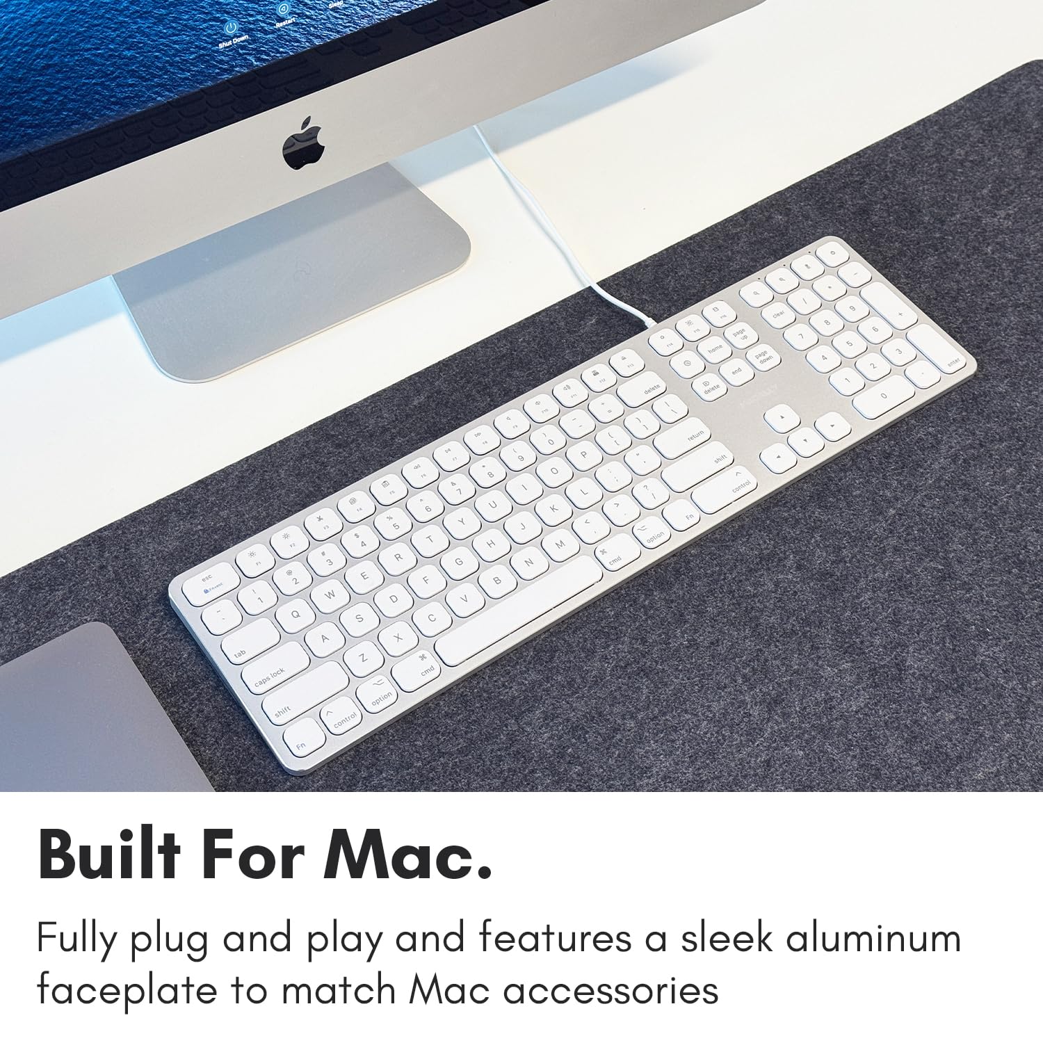 Macally Teclado premium para Mac com 2 portas – tamanho completo