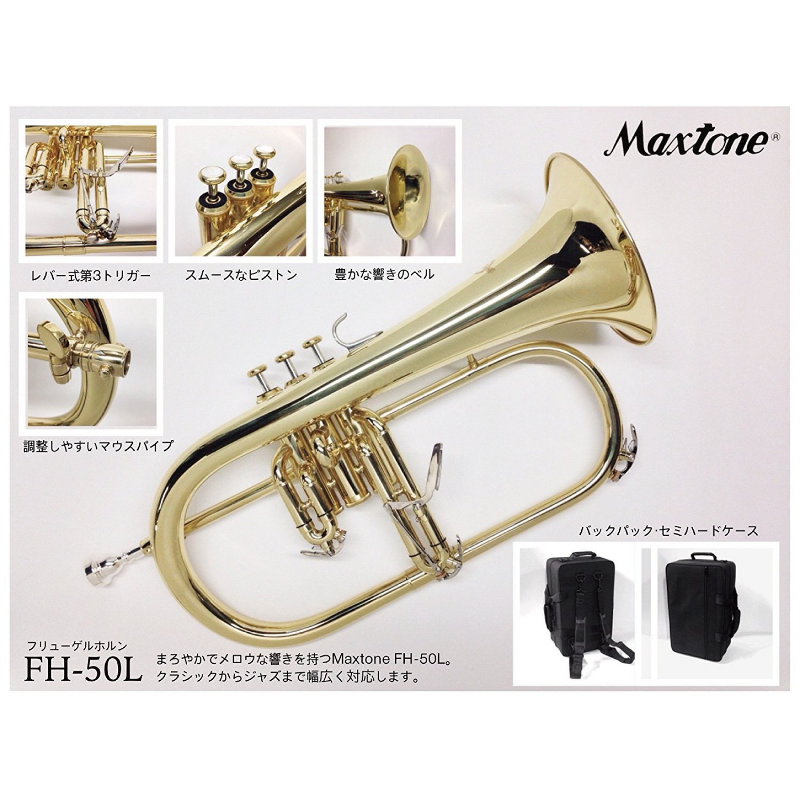 Amazon | MAXTONE フリューゲルホルン B♭管 ゴールドラッカー仕上げ
