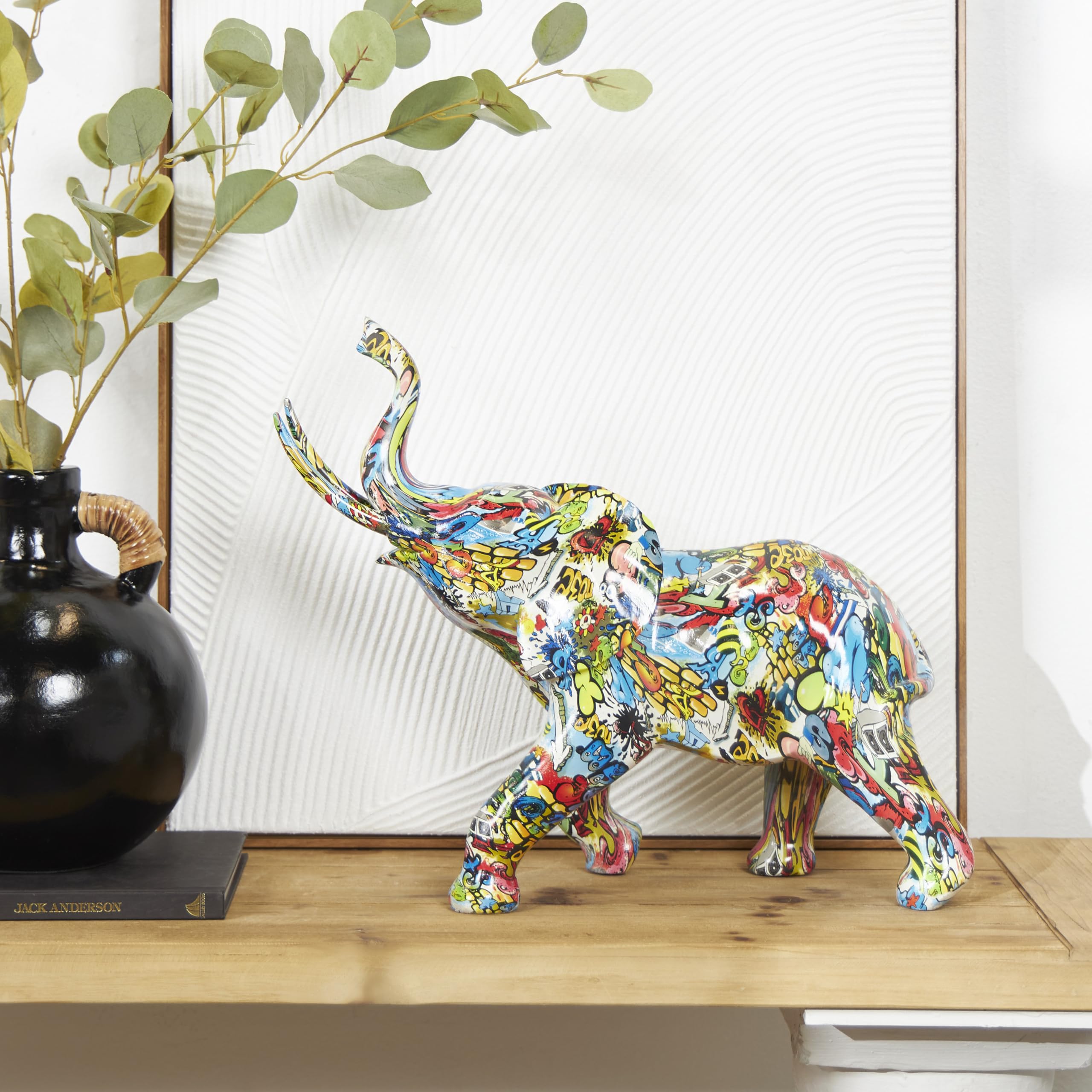 Amazon.co.jp: Novogratz 樹脂製 象の彫刻 19インチ x 8インチ x 16