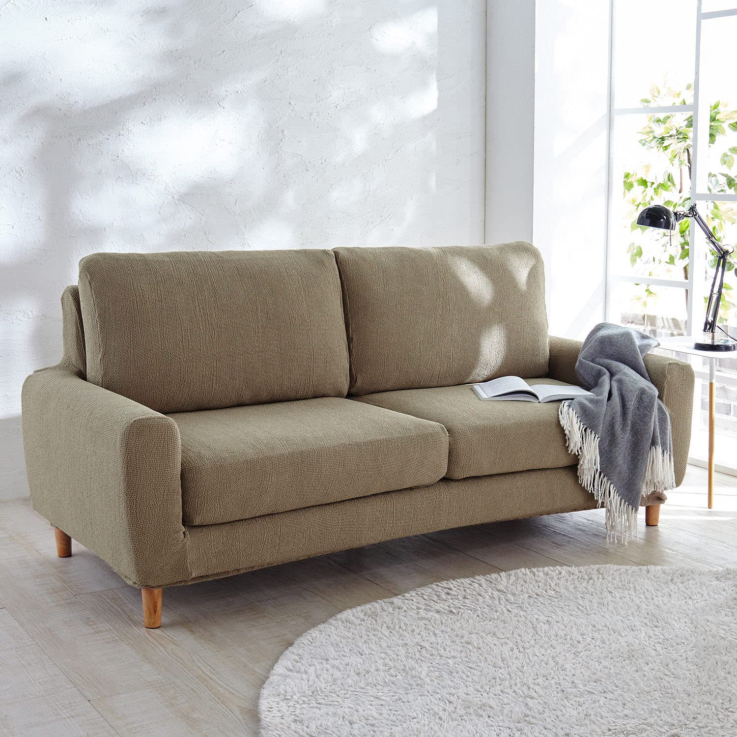 Amazon｜[ベルメゾン] ソファーカバー ぴったり フィット くしゅくしゅ