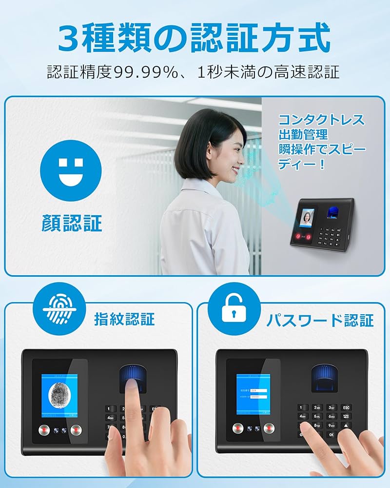 Amazon.co.jp: PHIZTO タイムカード 顔認証・指紋認証 タイム