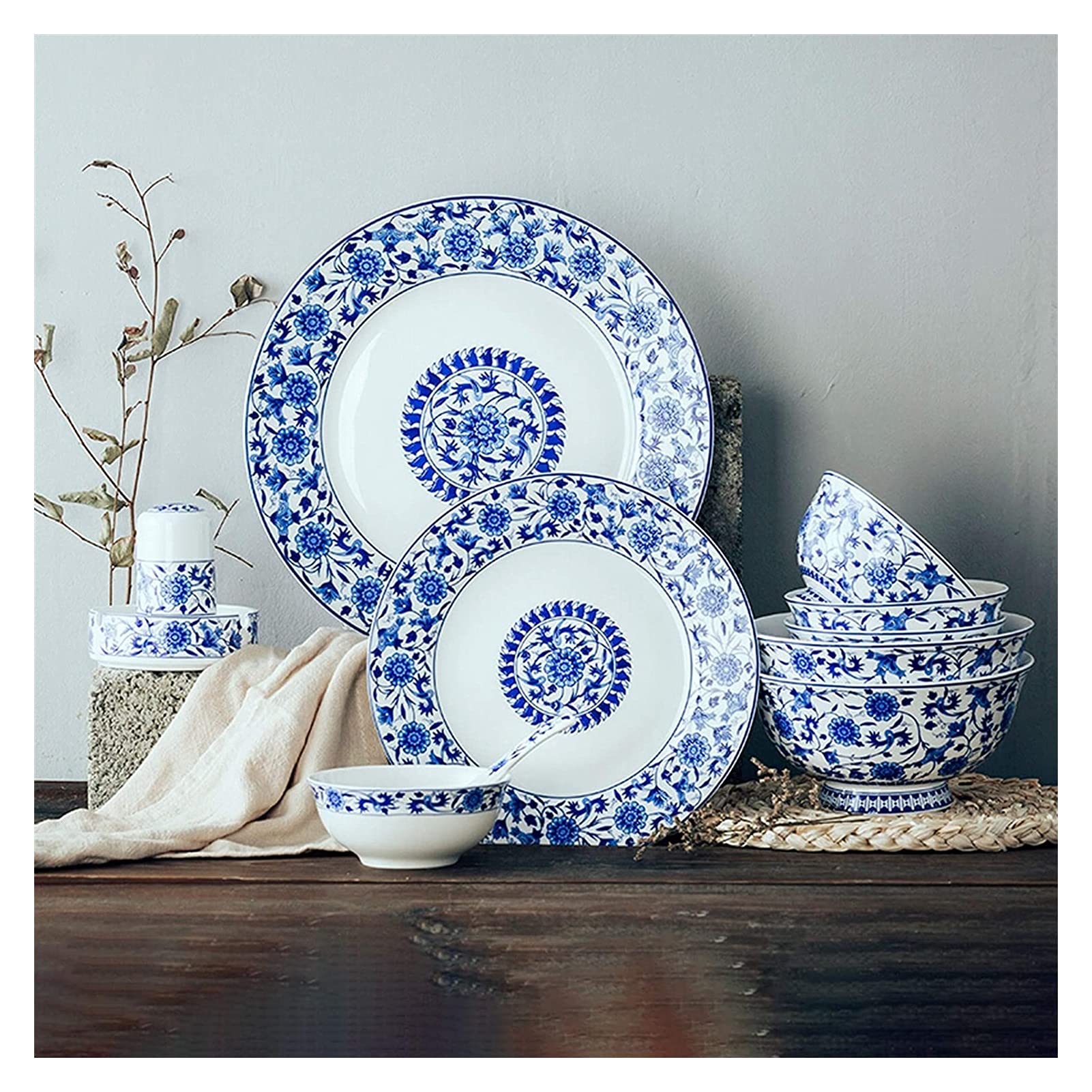 クラシック陶器食器ディナーセット・56ピースギフトボックスレリーフ