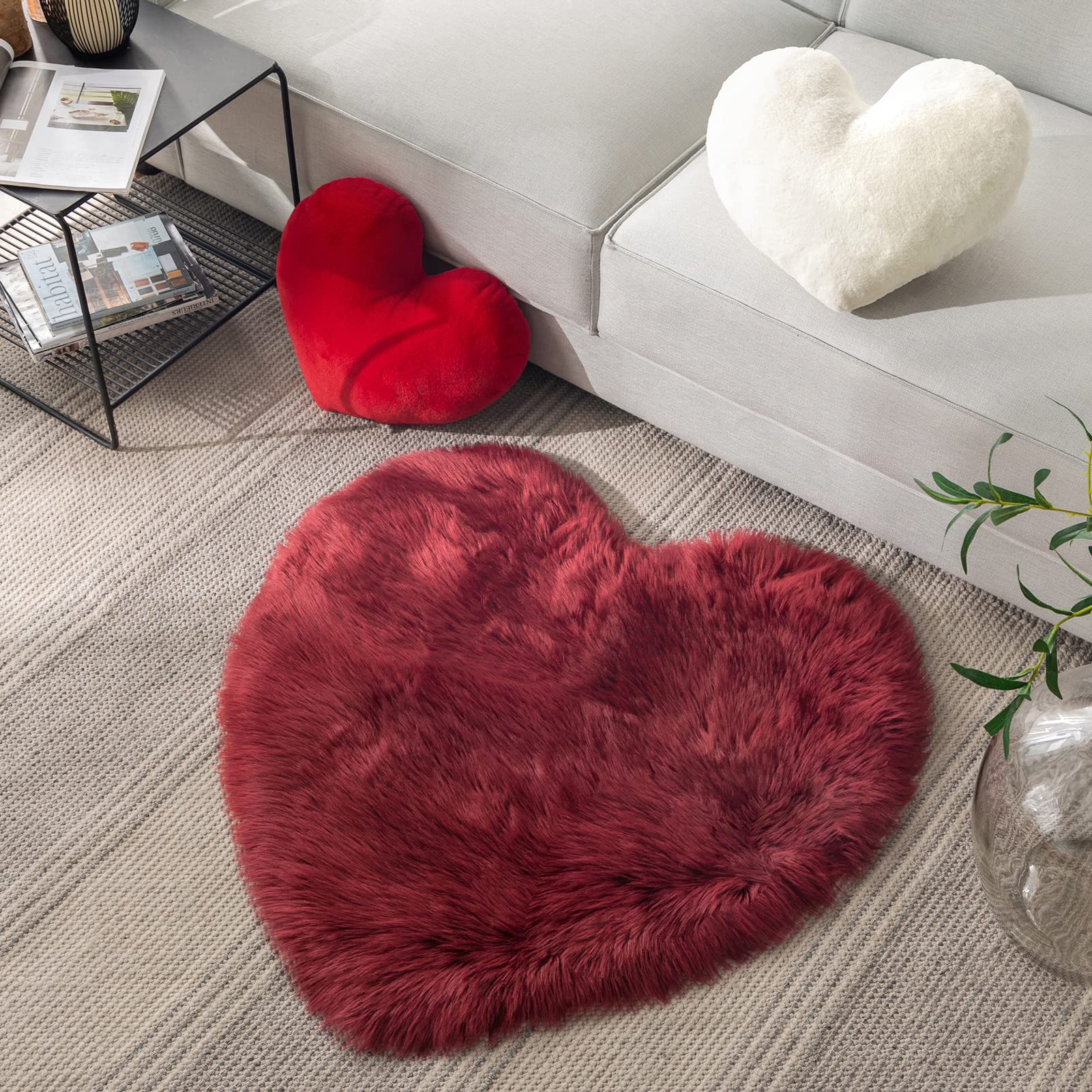 Amazon.com: Ashler Heart Shaped Area Rug 3 x 3 Feet, Faux