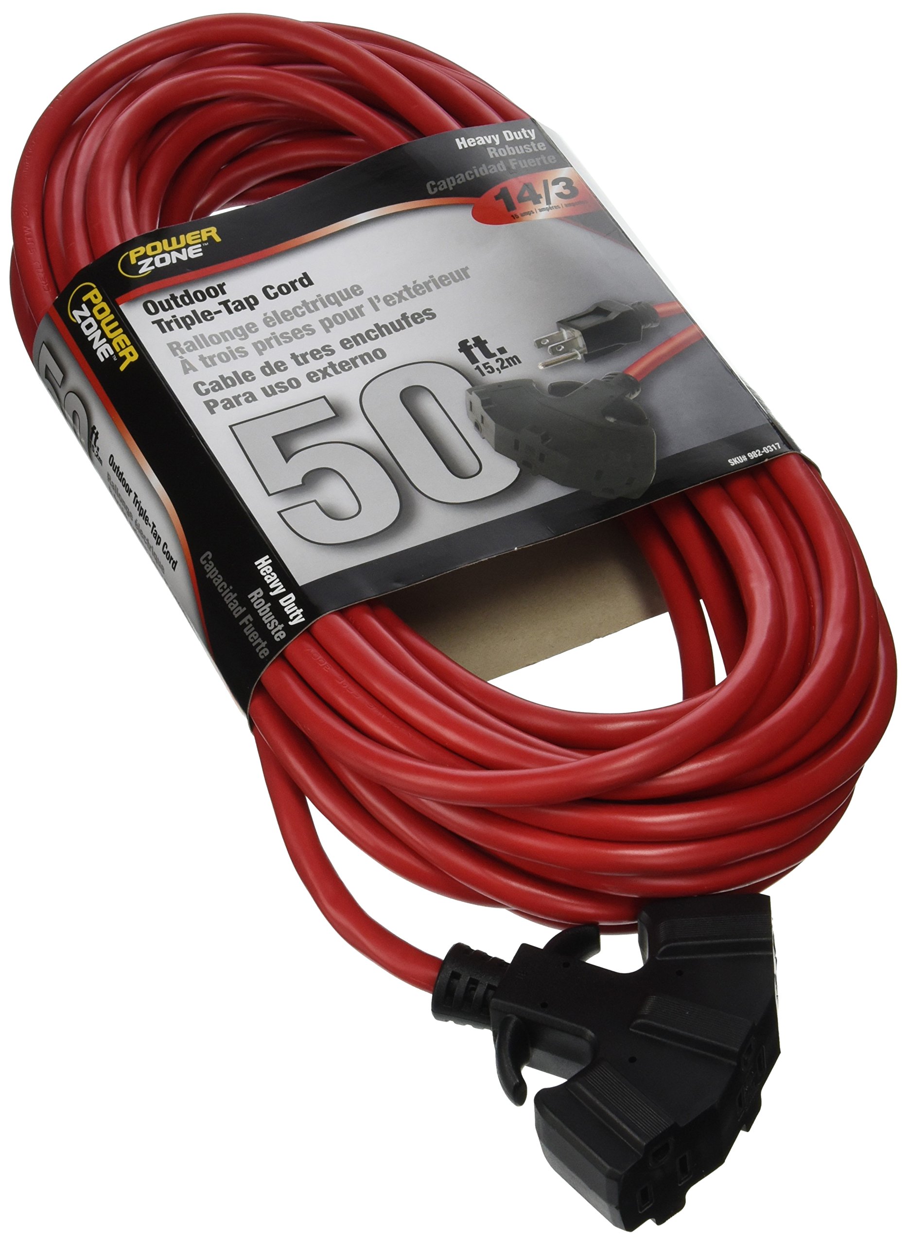 Powerzone Ork606730 Sjtw Triple Tap Extension Cord, 14/3, 50